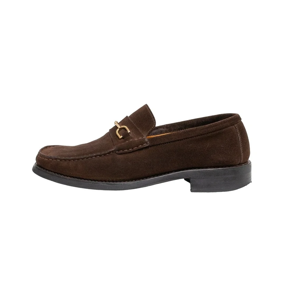 Gucci Mens Dark Brown Suede Horsebit Loafers Lug Sole UK 9 D US 10 D